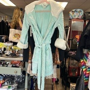 Pink brand seafoam, green, extra small, small belted bathrobe